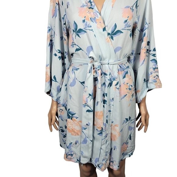 Yumi Kim Women's Dream Lover Bridal Light Blue Something Blue Floral Robe Size M - Picture 4 of 9